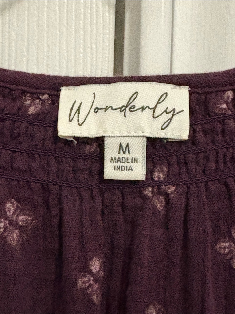 Wonderly Plum Printed Peasant Tunic with Tasseled Ties - Picture 2 of 3